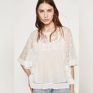 Zara Basic Collection Embroidered Lace Kaftan Top - NWT